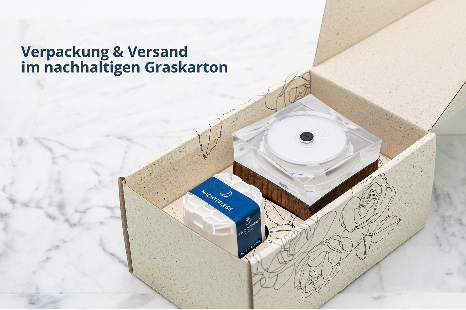 Verpackung und Versand im nachhaltigen Graskarton