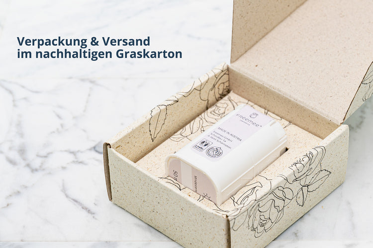 Verpackung und Versand im nachhaltigen Graskarton